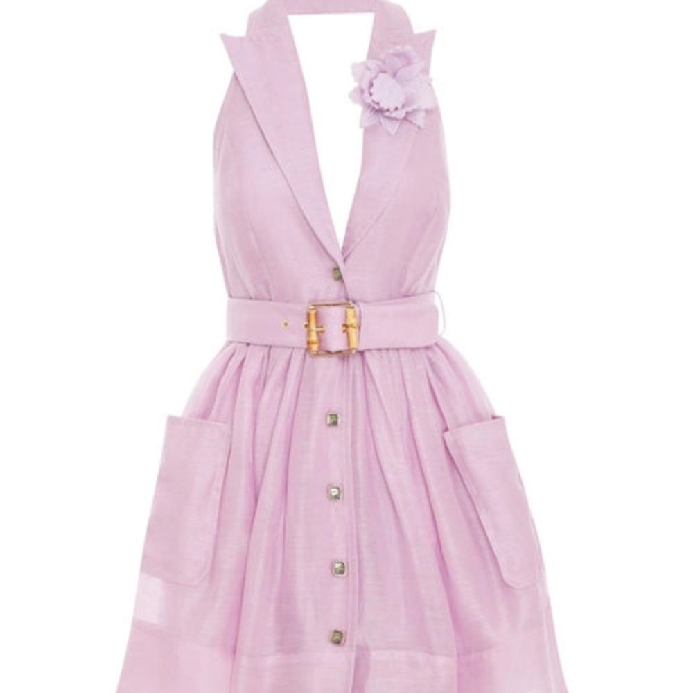 Zimmermann High Tide Tuxedo Mini Dress Lilac. Size 1